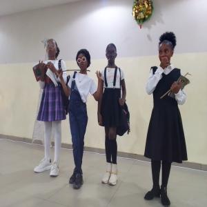 stage pose (in on Old-school dress)